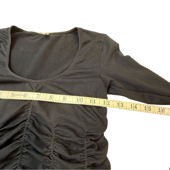 Last Tango Black Fitted Top Stretchy Ruched Detail No Seams Long Sleeve - Picture 10 of 16